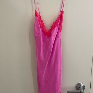 SKIMS Hot Pink Lace Trim Chemise